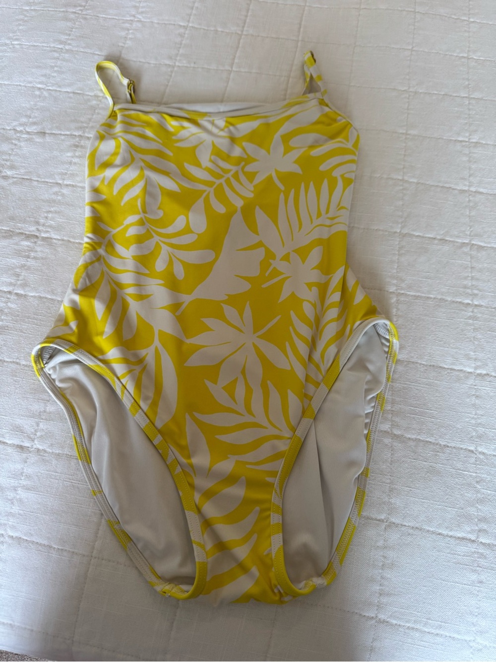 kate spade Yellow and White Tropical Leaf One-Piece Swimsuit S
